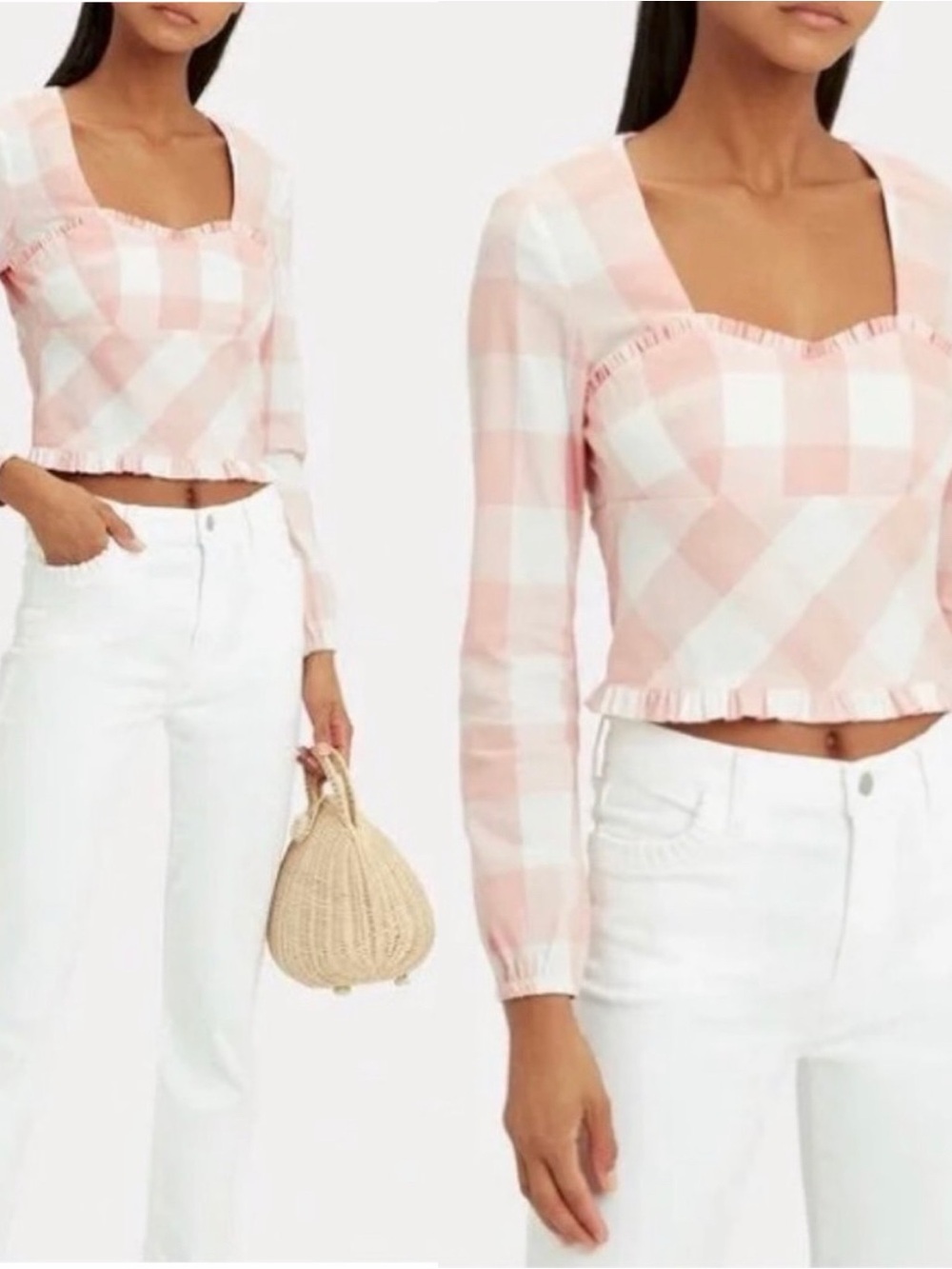 INTERMIX Stefania Gingham Too Pink White Size 6